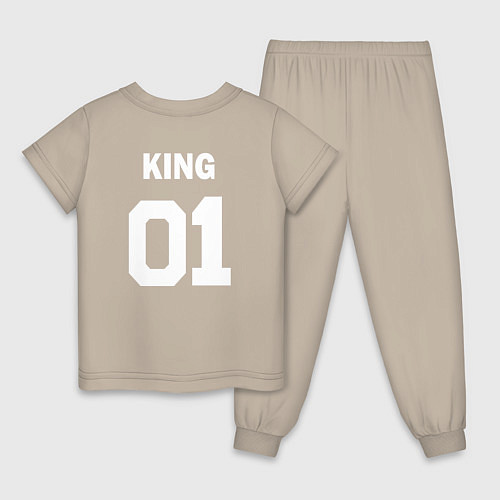 Детская пижама Футбольная надпись 01 король / Миндальный – фото 2