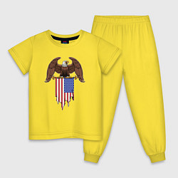 Пижама хлопковая детская Орёл с американским флагом, цвет: желтый