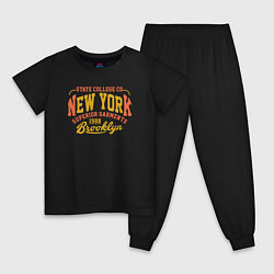 Пижама хлопковая детская New York Brooklyn, цвет: черный