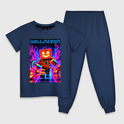 Пижама хлопковая детская Halloween is coming - neon glow collaboration, цвет: тёмно-синий