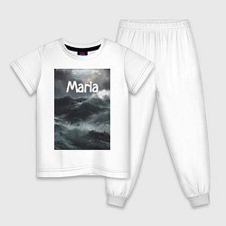 Пижама хлопковая детская Maria штормовые волны, цвет: белый
