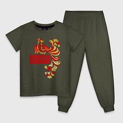 Пижама хлопковая детская Russia, цвет: меланж-хаки