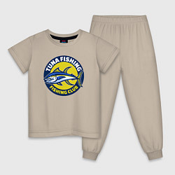 Пижама хлопковая детская Рыбалка на тунца, цвет: миндальный