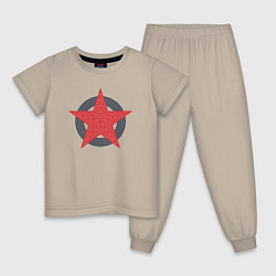 Пижама хлопковая детская Red star symbol, цвет: миндальный