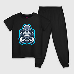 Пижама хлопковая детская Gamer monkey, цвет: черный