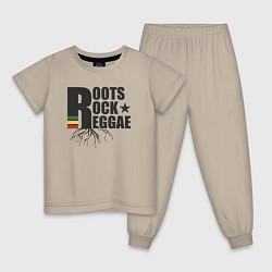 Пижама хлопковая детская Корни рок регги, цвет: миндальный