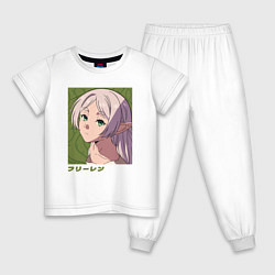Пижама хлопковая детская Фрирен эльфийка, цвет: белый