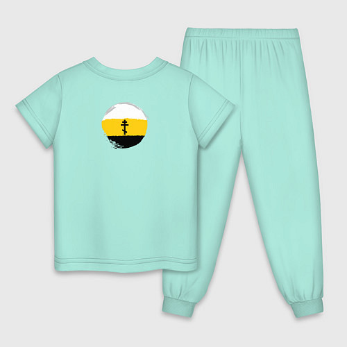 Детская пижама Мы русские с нами Бог Крест черный на узорном флаг / Мятный – фото 2