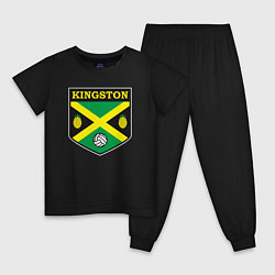 Пижама хлопковая детская Kingston volleyball, цвет: черный