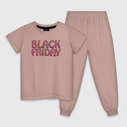 Пижама хлопковая детская Black friday day, цвет: пыльно-розовый
