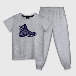 Пижама хлопковая детская Космический путник, цвет: меланж