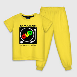 Пижама хлопковая детская Ямайская звуковая система, цвет: желтый