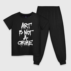 Пижама хлопковая детская Art is not a crime, цвет: черный