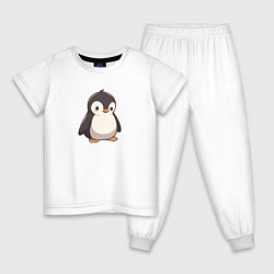 Пижама хлопковая детская Милый пингвин в стиле аниме, цвет: белый