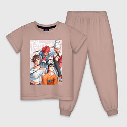 Пижама хлопковая детская Дандадан: Кэн Такакура, цвет: пыльно-розовый
