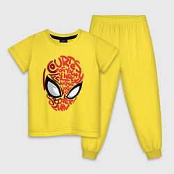 Пижама хлопковая детская Spider-Man text, цвет: желтый