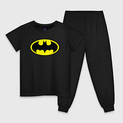 Пижама хлопковая детская Batman logo, цвет: черный