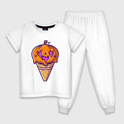 Пижама хлопковая детская Ice cream pumpkin, цвет: белый