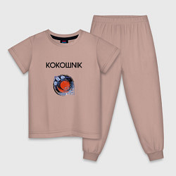 Пижама хлопковая детская Кокошник, цвет: пыльно-розовый