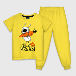 Пижама хлопковая детская True vegan (истинный веган), цвет: желтый