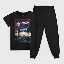 Пижама хлопковая детская NASA ретро, цвет: черный