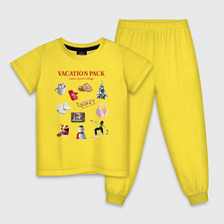 Пижама хлопковая детская Vacation pack, цвет: желтый