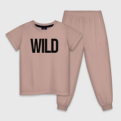 Пижама хлопковая детская Wild, цвет: пыльно-розовый
