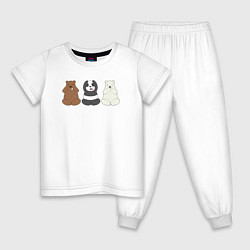 Пижама хлопковая детская Три мишки, цвет: белый