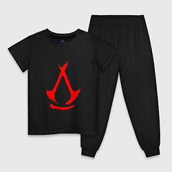 Пижама хлопковая детская Assassins creed - shadows logotype, цвет: черный