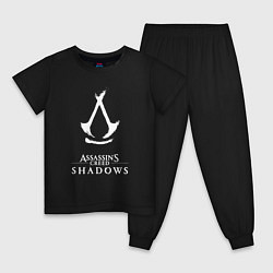 Пижама хлопковая детская Assassins creed - shadows white, цвет: черный