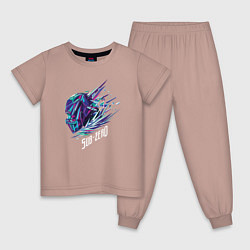 Пижама хлопковая детская Саб-Зиро Мортал Комбат, цвет: пыльно-розовый