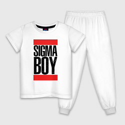 Пижама хлопковая детская Sigma boy, цвет: белый