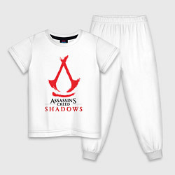 Пижама хлопковая детская Assassins Creed Shadows - badge, цвет: белый