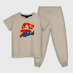 Пижама хлопковая детская Mario 8 bit, цвет: миндальный
