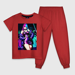 Пижама хлопковая детская Девушка поп идол, цвет: красный