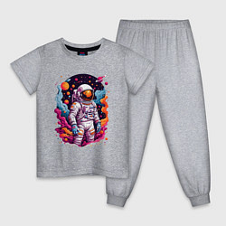 Пижама хлопковая детская Космонавт, цвет: меланж