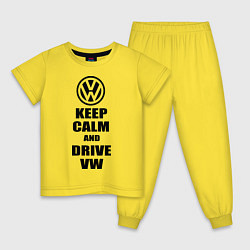 Пижама хлопковая детская Keep Calm & Drive VW, цвет: желтый