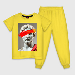 Пижама хлопковая детская Античная статуя с красным штрихом, цвет: желтый