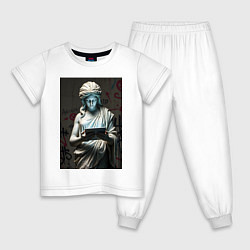 Пижама хлопковая детская Античная статуя с планшетом, цвет: белый