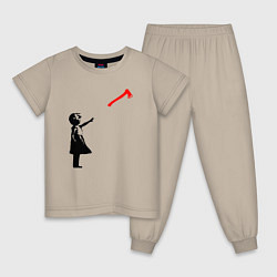 Пижама хлопковая детская Девочка и топор, цвет: миндальный