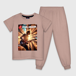 Пижама хлопковая детская Mick Jagger - lead singer of The Rolling Stones, цвет: пыльно-розовый