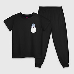 Пижама хлопковая детская Wolf Chan in pocket, цвет: черный