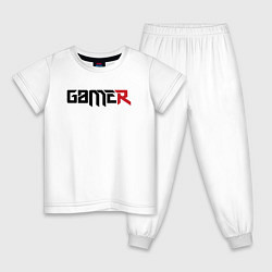 Пижама хлопковая детская Gamer, цвет: белый
