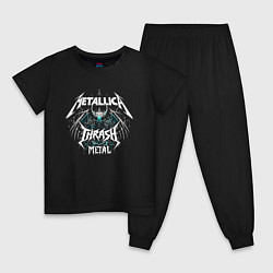 Пижама хлопковая детская Metallica - thrash metal rock, цвет: черный