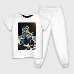 Детская пижама Космонавт ездит на мотоцикле по Луне