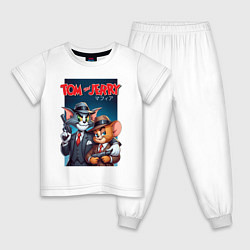 Пижама хлопковая детская Tom and Jerry - gangsters, цвет: белый