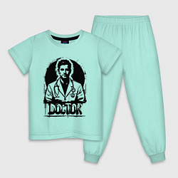 Пижама хлопковая детская Доктор в белом халате, цвет: мятный