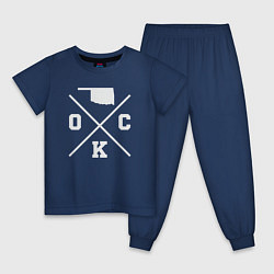 Пижама хлопковая детская OKC map, цвет: тёмно-синий