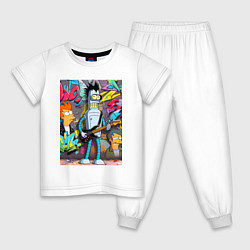 Детская пижама Бендер с гитарой и Фрай - граффити