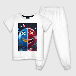 Пижама хлопковая детская Смайлик твоего настроения, цвет: белый